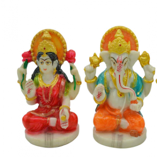Handmade Marble Lakshmi Ganesh Ji Set